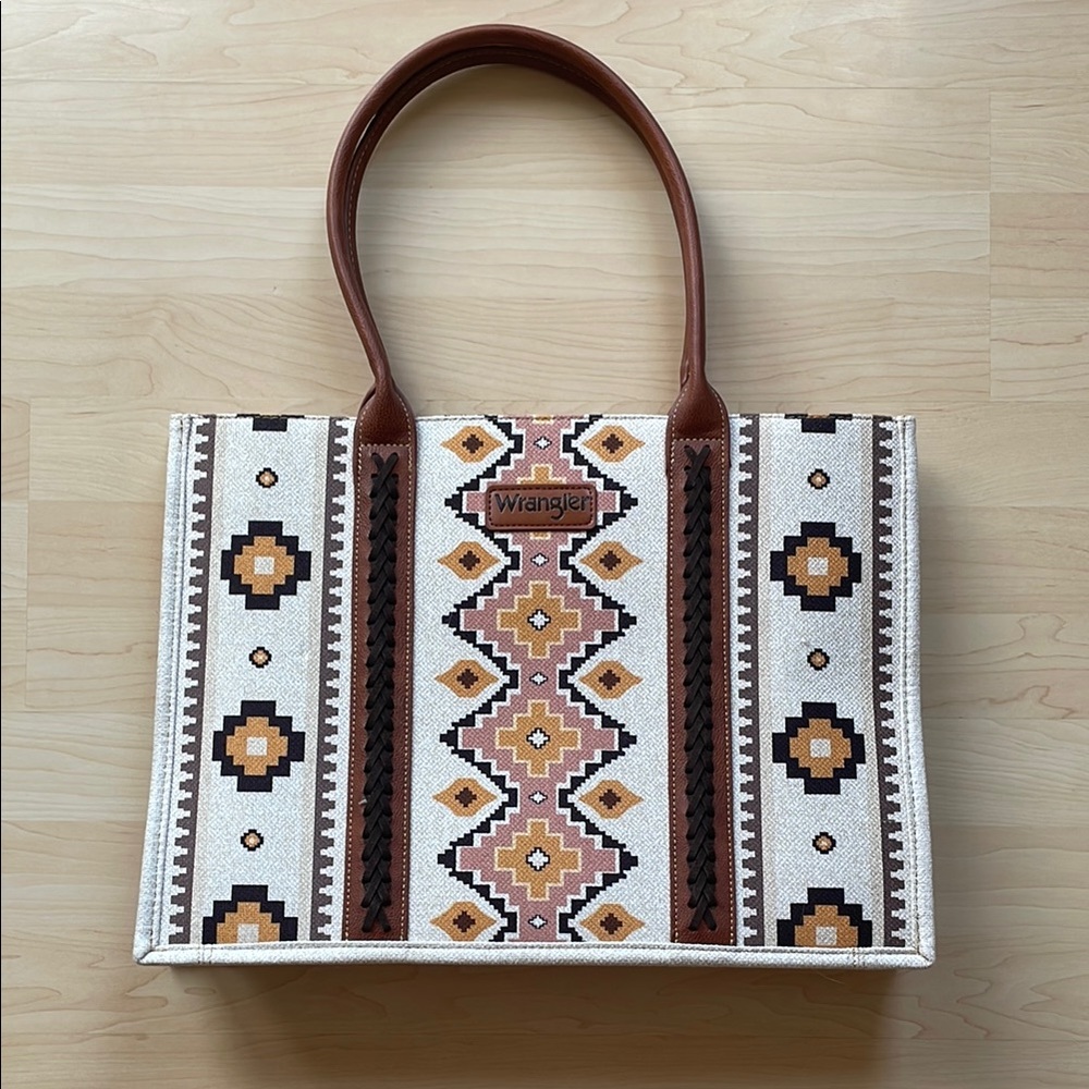 Wrangler Aztec Pattern Tote Bag - Brown and Beige